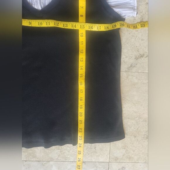 Croft & Barrow combination gray & white stripe short sleeve top with black vest - Picture 9 of 10